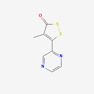 molecular formula C8H6N2OS2 B12807664 3H-1,2-Dithiol-3-one, 4-methyl-5-(2-pyrazinyl)- CAS No. 64224-71-1