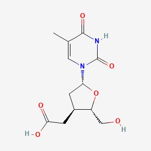 molecular formula C12H16N2O6 B12807683 Thymidine, 3'-(carboxymethyl)-3'-deoxy- CAS No. 195519-89-2