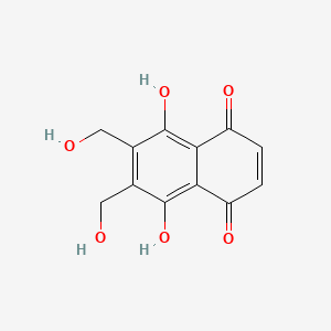 molecular formula C12H10O6 B12807699 5,8-Dihydroxy-2,3-bis(hydroxymethyl)naphthoquinone CAS No. 57999-03-8