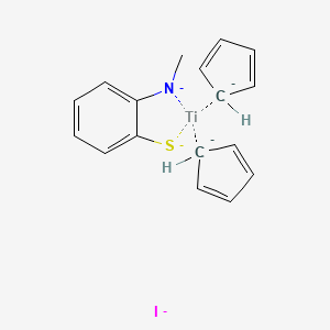 molecular formula C17H17INSTi-5 B12807731 Titanocene(o-CH3NHSPh)I CAS No. 122817-36-1