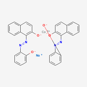 molecular formula C32H20CoN4O4.Na<br>C32H20CoN4NaO4 B12807796 Sodium bis(1-((2-hydroxyphenyl)azo)naphthalen-2-olato(2-))cobaltate(1-) CAS No. 75752-30-6