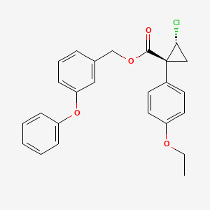 molecular formula C25H23ClO4 B12807867 (3-phenoxyphenyl)methyl (1R,2R)-2-chloro-1-(4-ethoxyphenyl)cyclopropane-1-carboxylate CAS No. 104259-98-5