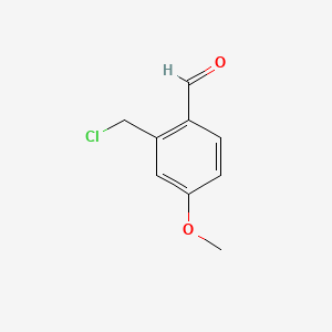 molecular formula C9H9ClO2 B12807930 p-ANISALDEHYDE, 2-CHLOROMETHYL- CAS No. 73637-11-3