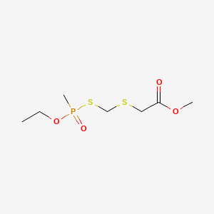 molecular formula C7H15O4PS2 B12807935 O-Ethyl S-(((methoxycarbonyl)methyl)thio)methyl methylphosphonothioate CAS No. 74789-24-5