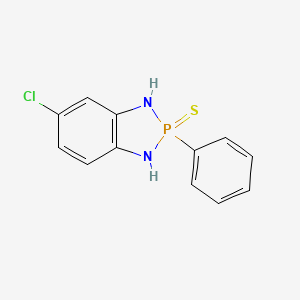 molecular formula C12H10ClN2PS B12807961 5-Chloro-2-phenyl-2,3-dihydro-1H-1,3,2-benzodiazaphosphole 2-sulfide CAS No. 4600-17-3