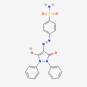 molecular formula C21H17N5O4S B12808087 4-(N'-(3,5-Dioxo-1,2-diphenylpyrazolidin-4-ylidene)hydrazino)benzenesulfonamide CAS No. 53793-01-4