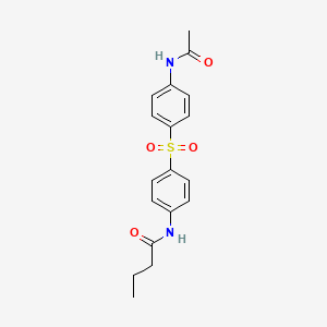 molecular formula C18H20N2O4S B12808107 n-(4-{[4-(Acetylamino)phenyl]sulfonyl}phenyl)butanamide CAS No. 7248-33-1