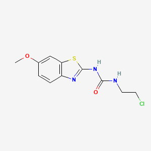 molecular formula C11H12ClN3O2S B12808114 Urea, 1-(2-chloroethyl)-3-(6-methoxy-2-benzothiazolyl)- CAS No. 102433-54-5