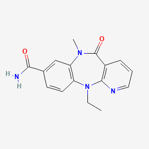 molecular formula C16H16N4O2 B12808125 8-Carbamoyl-N11-ethyl-N6-methyl-6,11-dihydro-5H-pyrido(2,3-b)(1,5)benzodiazepin-5-one CAS No. 133626-78-5