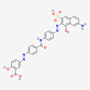 molecular formula C30H22N6O8S B12808130 5-((4-(((4-((7-Amino-1-hydroxy-3-sulpho-2-naphthyl)azo)phenyl)amino)carbonyl)phenyl)azo)salicylic acid CAS No. 85959-48-4