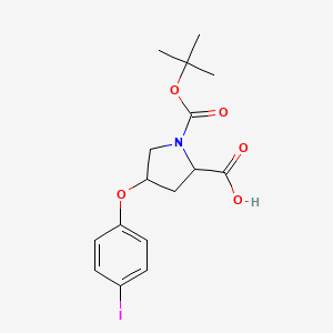 molecular formula C16H20INO5 B12808180 4-(4-Iodophenoxy)-1-[(2-methylpropan-2-yl)oxycarbonyl]pyrrolidine-2-carboxylic acid 