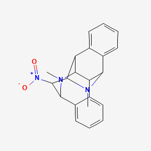 molecular formula C21H21N3O2 B12808185 12,7,5-(Imino(1,1,2)ethanetriyl)benzo(b)phenanthridine, 5,6,6a,7,12,12a-hexahydro-6,13-dimethyl-15-nitro- CAS No. 24516-67-4