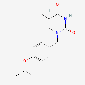 molecular formula C15H20N2O3 B12808194 Dihydro-5-methyl-1-((4-(1-methylethoxy)phenyl)methyl)-2,4(1H,3H)-pyrimidinedione CAS No. 62554-13-6