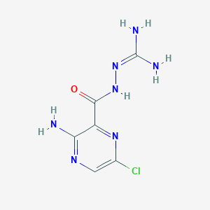 molecular formula C6H8ClN7O B12808231 3-Amino-6-chloropyrazinamidoguanidine CAS No. 1458-04-4