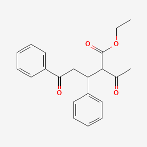 molecular formula C21H22O4 B12808282 Ethyl 2-acetyl-5-oxo-3,5-diphenylpentanoate CAS No. 6265-29-8