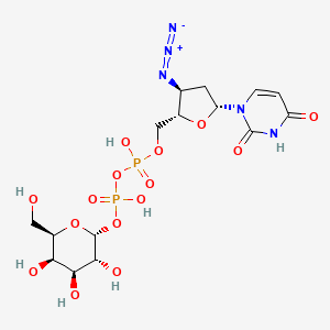 molecular formula C15H23N5O15P2 B12808310 Uridine 5'-(trihydrogen diphosphate), 3'-azido-2',3'-dideoxy-, P'-alpha-D-galactopyranosyl ester CAS No. 136465-76-4