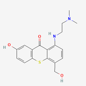 molecular formula C18H20N2O3S B12808329 9H-Thioxanthen-9-one, 1-((2-(dimethylamino)ethyl)amino)-7-hydroxy-4-(hydroxymethyl)- CAS No. 86455-91-6