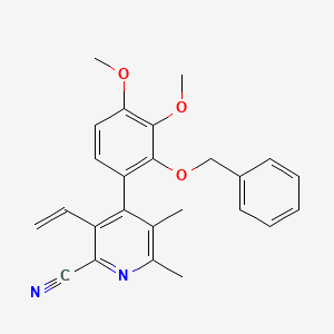 molecular formula C25H24N2O3 B12808341 4-(2-(Benzyloxy)-3,4-dimethoxyphenyl)-5,6-dimethyl-3-vinyl-2-pyridinecarbonitrile CAS No. 77405-67-5