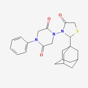 2,5-Piperazinedione, 1-(4-oxo-2-tricyclo(3.3.1.1(3,7))dec-1-yl-3-thiazolidinyl)-4-phenyl-