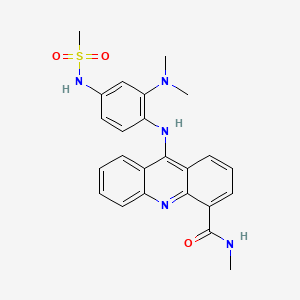 molecular formula C24H25N5O3S B12808480 4-Acridinecarboxamide, 9-((2-(dimethylamino)-4-((methylsulfonyl)amino)phenyl)amino)-N-methyl- CAS No. 88914-37-8