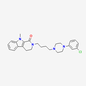 molecular formula C26H31ClN4O B12808562 1H-Pyrido(3,4-b)indol-1-one, 2,3,4,9-tetrahydro-2-(4-(4-(3-chlorophenyl)-1-piperazinyl)butyl)-9-methyl- CAS No. 184691-56-3