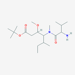 molecular formula C19H38N2O4 B12808609 Tert-butyl 4-[(2-amino-3-methylbutanoyl)-methylamino]-3-methoxy-5-methylheptanoate 