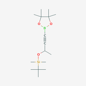 B1280861 tert-Butyldimethyl((4-(4,4,5,5-tetramethyl-1,3,2-dioxaborolan-2-yl)but-3-yn-2-yl)oxy)silane CAS No. 849820-20-8