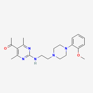 molecular formula C21H29N5O2 B12808633 1-(2-((2-(4-(2-Methoxyphenyl)-1-piperazinyl)ethyl)amino)-4,6-dimethyl-5-pyrimidinyl)ethanone CAS No. 108381-26-6