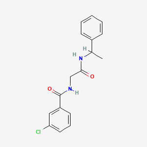 molecular formula C17H17ClN2O2 B12808634 3-chloro-N-[2-oxo-2-(1-phenylethylamino)ethyl]benzamide 