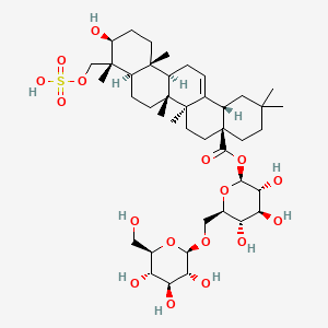 molecular formula C42H68O17S B12808657 Olean-12-en-28-oic acid, 3-hydroxy-23-(sulfooxy)-,28-(6-O-beta-D-glucopyranosyl-beta-D-glucopyranosyl)ester,(3beta,4alpha)- CAS No. 125343-12-6