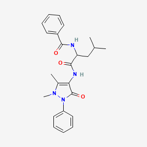 molecular formula C24H28N4O3 B12808747 N-(1-(Antipyrinylcarbamoyl)-3-methylbutyl)benzamide CAS No. 81217-01-8