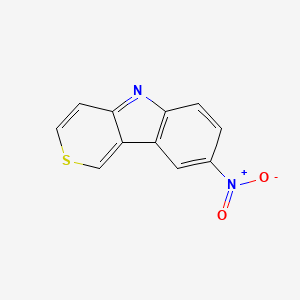 molecular formula C11H6N2O2S B12808758 8-(Hydroxy(oxido)amino)thiopyrano(4,3-b)indole CAS No. 14120-36-6