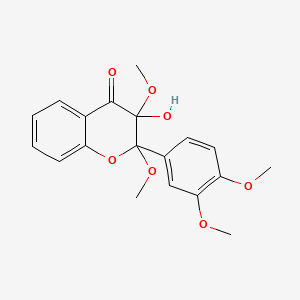 molecular formula C19H20O7 B12808847 2-(3,4-Dimethoxyphenyl)-3-hydroxy-2,3-dimethoxy-2,3-dihydro-4H-chromen-4-one CAS No. 70460-52-5