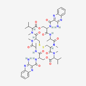 molecular formula C50H64N14O12S2 B12808854 Bis(3-amino)triostin A CAS No. 85502-71-2