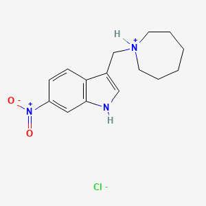 molecular formula C15H20ClN3O2 B12808886 6-Nitro-3-(hexamethyleneiminomethyl)indole hydrochloride CAS No. 101832-86-4