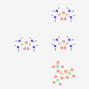 molecular formula C24H72Cl3FeN12O21P6 B12808939 Iron(3+), tris(octamethylpyrophosphoramide)-, triperchlorate CAS No. 15614-06-9