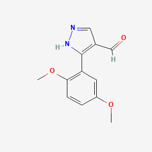 molecular formula C12H12N2O3 B1280895 3-(2,5-二甲氧基苯基)-1H-吡唑-4-甲醛 CAS No. 879996-64-2