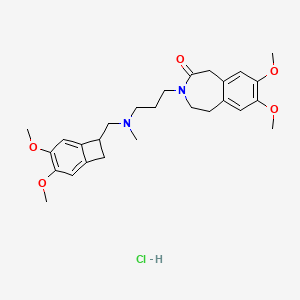 molecular formula C27H37ClN2O5 B12808968 3-[3-[[[(7S)-3,4-Dimethoxybicyclo[4.2.0]octa-1,3,5-trien-7-yl]methyl]methylamino]propyl]-1,3,4,5-tetrahydro-7,8-dimethoxy-2H-3-benzazepin-2-one Hydrochloride 