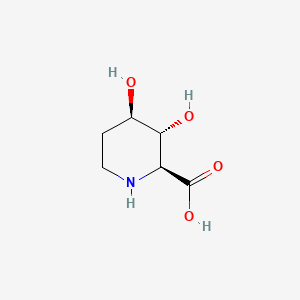 molecular formula C6H11NO4 B12809039 2-Piperidinecarboxylic acid, 3,4-dihydroxy-, (2S-(2alpha,3beta,4alpha) CAS No. 117821-12-2