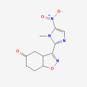 molecular formula C11H12N4O4 B12809201 3a,6,7,7a-Tetrahydro-3-(1-methyl-5-nitro-1H-imidazol-2-yl)-1,2-benzisoxazol-5(4H)-one CAS No. 90594-09-5