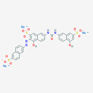 molecular formula C31H19N4Na3O12S3 B12809209 2-Naphthalenesulfonic acid, 4-hydroxy-7-((((5-hydroxy-7-sulfo-2-naphthalenyl)amino)carbonyl)amino)-3-((6-sulfo-2-naphthalenyl)azo)-, trisodium salt CAS No. 6330-95-6