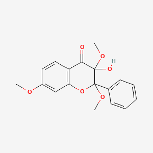 molecular formula C18H18O6 B12809224 3-Hydroxy-2,3,7-trimethoxy-2-phenyl-2,3-dihydro-4H-chromen-4-one CAS No. 2047-54-3