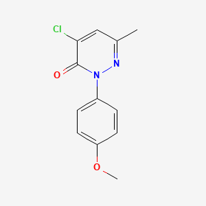 molecular formula C12H11ClN2O2 B12809249 4-Chloro-2-(4-methoxyphenyl)-6-methyl-3(2H)-pyridazinone CAS No. 5446-08-2