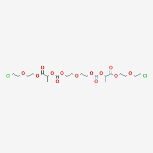 molecular formula C20H32Cl2O13 B12809253 2-(2-Chloroethoxy)ethyl 2-[2-[2-[1-[2-(2-chloroethoxy)ethoxy]-1-oxopropan-2-yl]oxycarbonyloxyethoxy]ethoxycarbonyloxy]propanoate CAS No. 6628-70-2