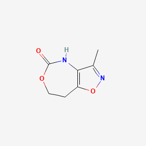 molecular formula C7H8N2O3 B12809284 3-Methyl-7,8-dihydroisoxazolo(4,5-d)(1,3)oxazepin-5(4H)-one CAS No. 77931-63-6