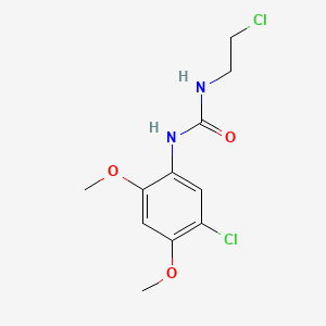 molecular formula C11H14Cl2N2O3 B12809306 Urea, 1-(2-chloroethyl)-3-(5-chloro-2,4-dimethoxyphenyl)- CAS No. 102433-32-9