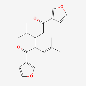 molecular formula C20H24O4 B12809347 1,5-Di(furan-3-yl)-2-(2-methylprop-1-en-1-yl)-3-(propan-2-yl)pentane-1,5-dione CAS No. 90605-44-0