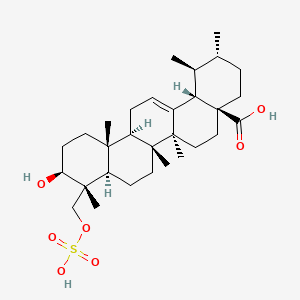 molecular formula C30H48O7S B12809453 (1S,2R,4aS,6aR,6aS,6bR,8aR,9R,10S,12aR,14bS)-10-hydroxy-1,2,6a,6b,9,12a-hexamethyl-9-(sulfooxymethyl)-2,3,4,5,6,6a,7,8,8a,10,11,12,13,14b-tetradecahydro-1H-picene-4a-carboxylic acid CAS No. 125343-13-7