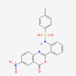 molecular formula C21H15N3O6S B12809459 N-(2-(6-(Hydroxy(oxido)amino)-4-oxo-4H-3,1-benzoxazin-2-yl)phenyl)-4-methylbenzenesulfonamide CAS No. 37029-01-9