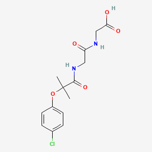 molecular formula C14H17ClN2O5 B12809504 Glycine, N-(N-(2-(4-chlorophenoxy)-2-methyl-1-oxopropyl)glycyl)- CAS No. 60794-10-7